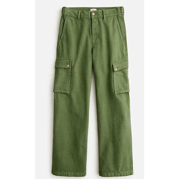 J. Crew Relaxed Cargo pant Heavyweight Twill High Rise Olive Green Women's 25 - Picture 1 of 13